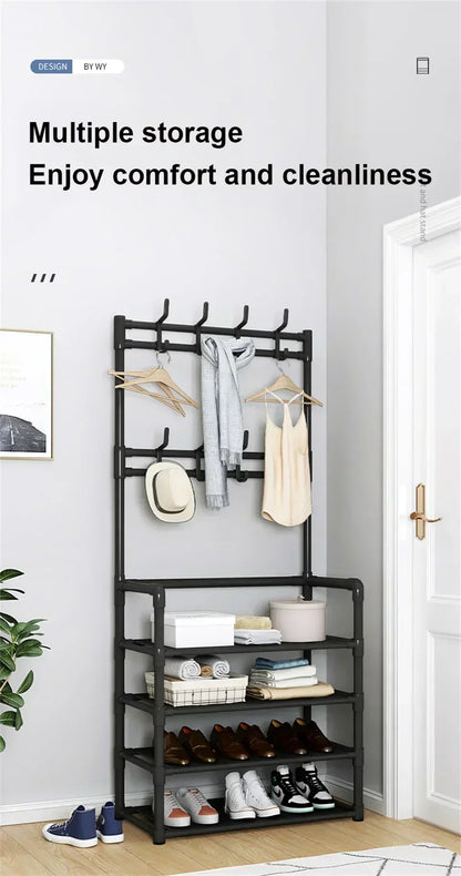 Multi-Layer Shoe Rack Coat Rack Storage & DIY Clothes Hanger