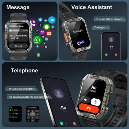 Voice Assistant Bluetooth Call with LED Flashlight Smart Watch